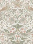 William Morris At Home Strawberry Thief Wallpaper, Sage & Pink