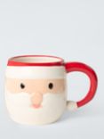 John Lewis Father Christmas 3D Stoneware Mug, 400ml, Red