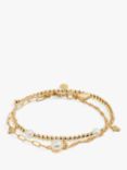 Joma Jewellery Stacks of Style Pearl Chain Bracelet, Set of 2, Gold