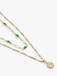 Joma Jewellery Stacks Of Style Green Enamel Gold Plated Necklaces, Gold