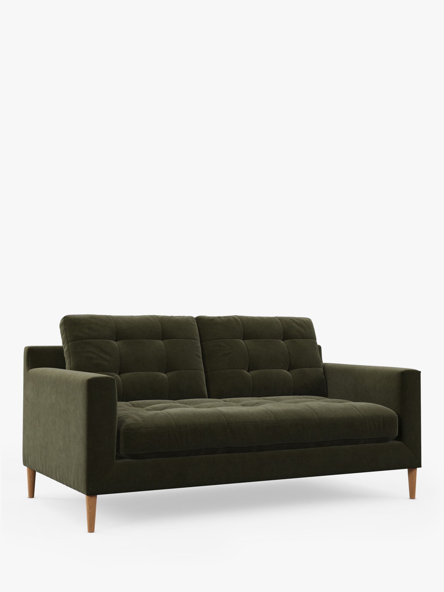 Draper Range, John Lewis Draper II Medium 2 Seater Sofa, Light Leg, Soft Chenille Moss Green