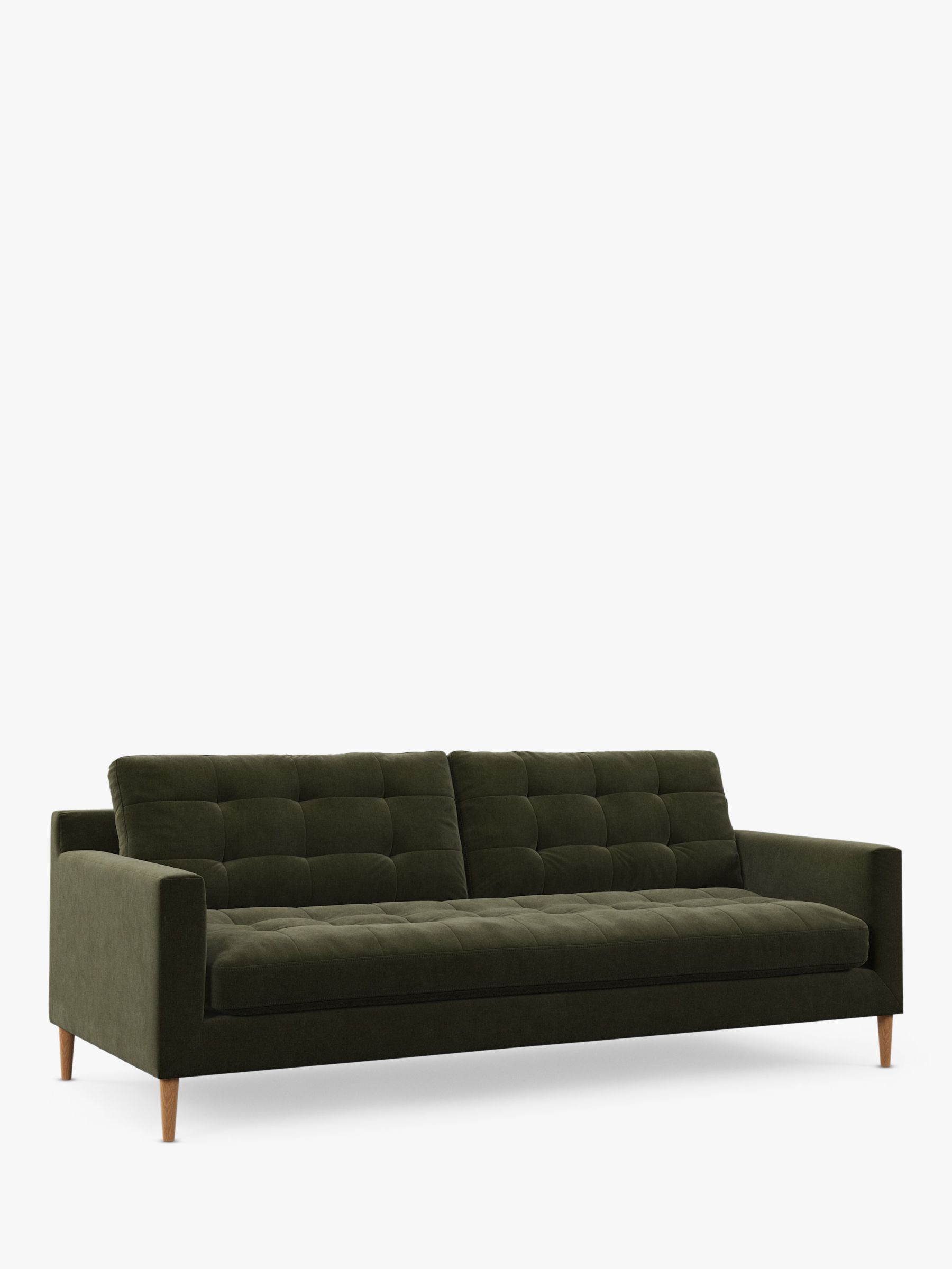 Draper Range, John Lewis Draper II Large 3 Seater Sofa, Light Leg, Soft Chenille Moss Green