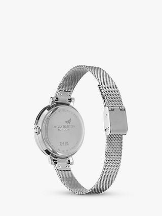 Olivia Burton Women's Beaded Bezel Mesh Strap Watch, Silver
