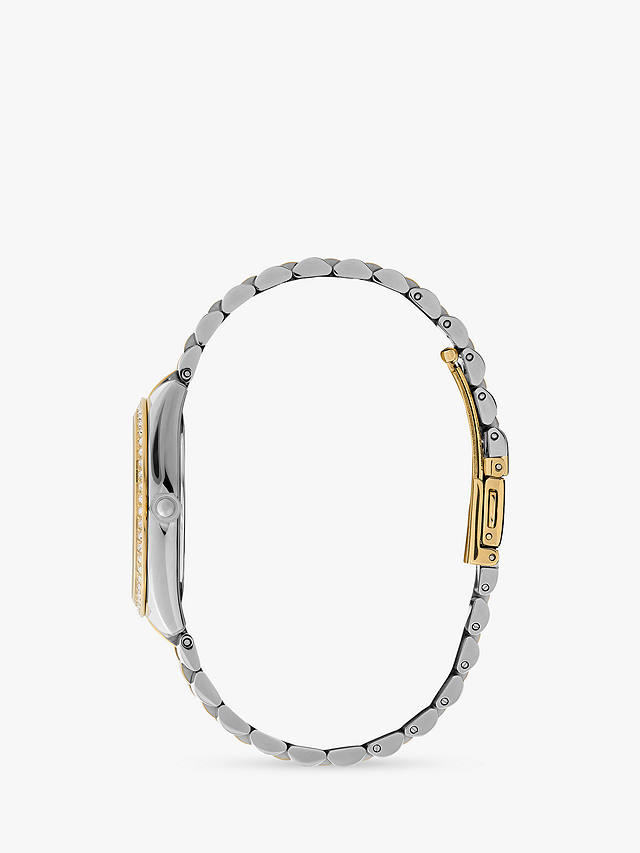 Olivia Burton Women's Crystal Bezel Watch, Silver/Gold