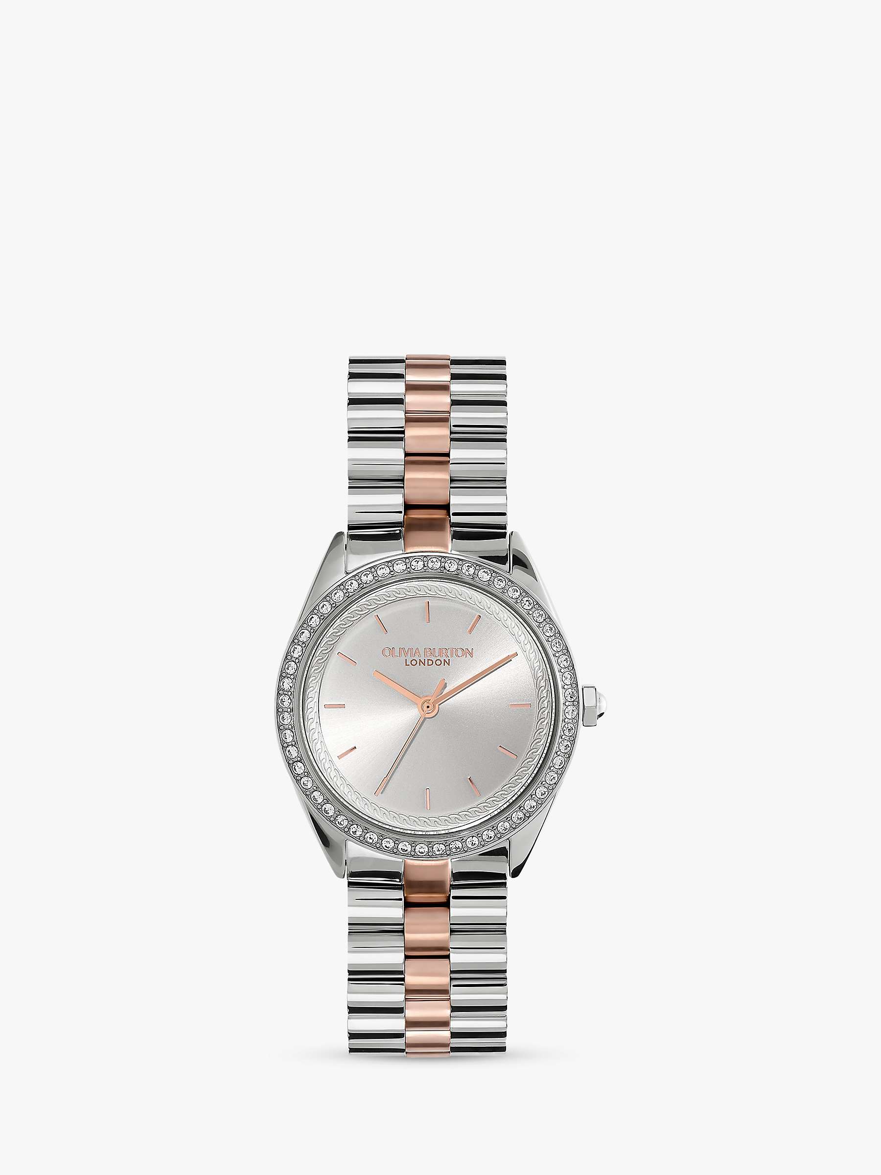 Buy Olivia Burton Women's Crystal Bezel Watch, Silver/Rose Gold Online at johnlewis.com