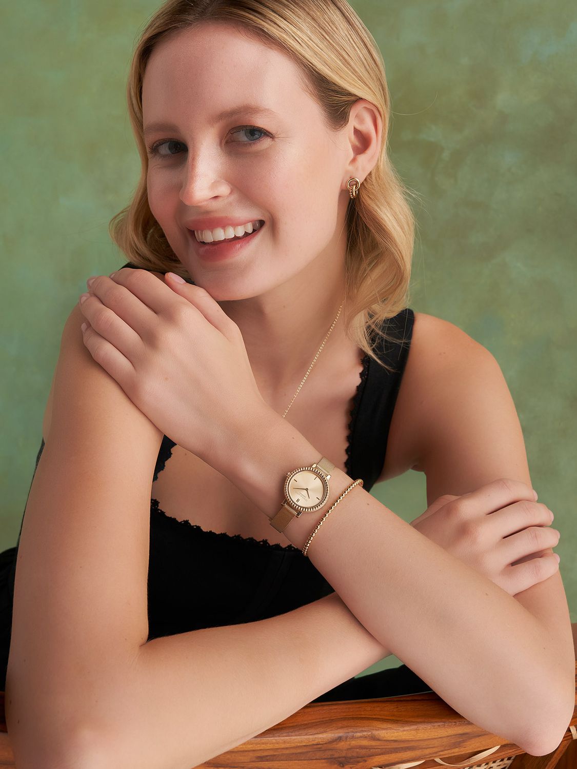 Buy Olivia Burton Women's Beaded Bezel Mesh Strap Watch Online at johnlewis.com