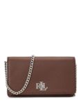 Lauren Ralph Lauren Pebbled Leather Flapover Crossbody Bag, Dark Mahogany