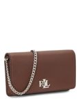 Lauren Ralph Lauren Pebbled Leather Flapover Crossbody Bag, Dark Mahogany