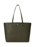 Lauren Ralph Lauren Karly Crosshatch Leather Large Tote Bag, Dark Olive
