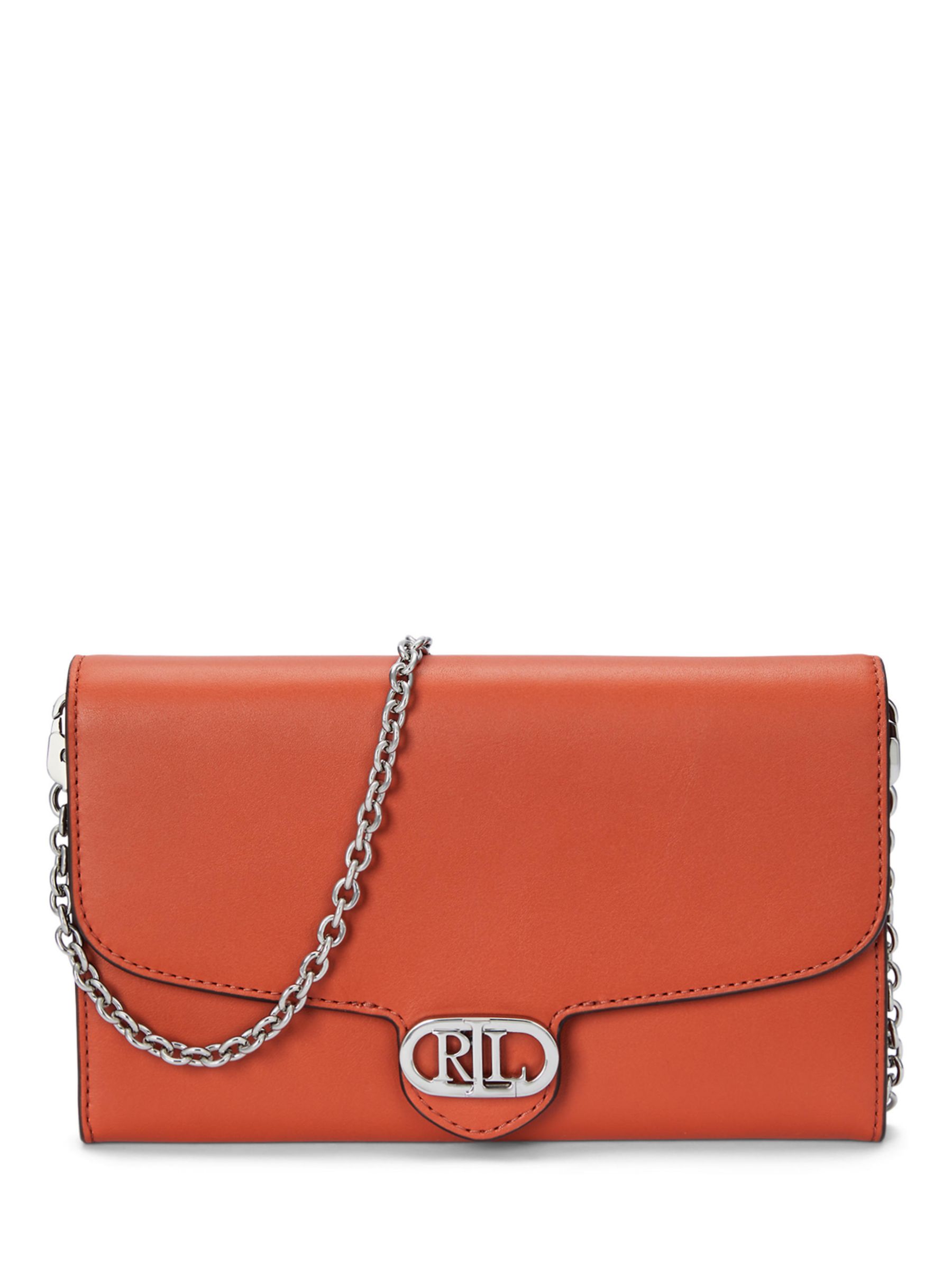 Lauren Ralph Lauren Adair Leather Cross Body Bag, Rust Orange