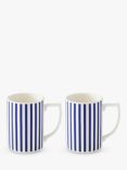 Spode Steccato Narrow Stripe Earthenware Mug, Set of 2, 340ml, Blue/White