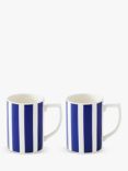 Spode Steccato Bold Stripe Earthenware Mug, Set of 2, 340ml, Blue/White