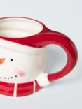 John Lewis Snowman 3D Stoneware Mug, 260ml, White/Red