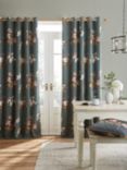 Laura Ashley Rosemore Pair Blackout Lined Eyelet Curtains, Fern