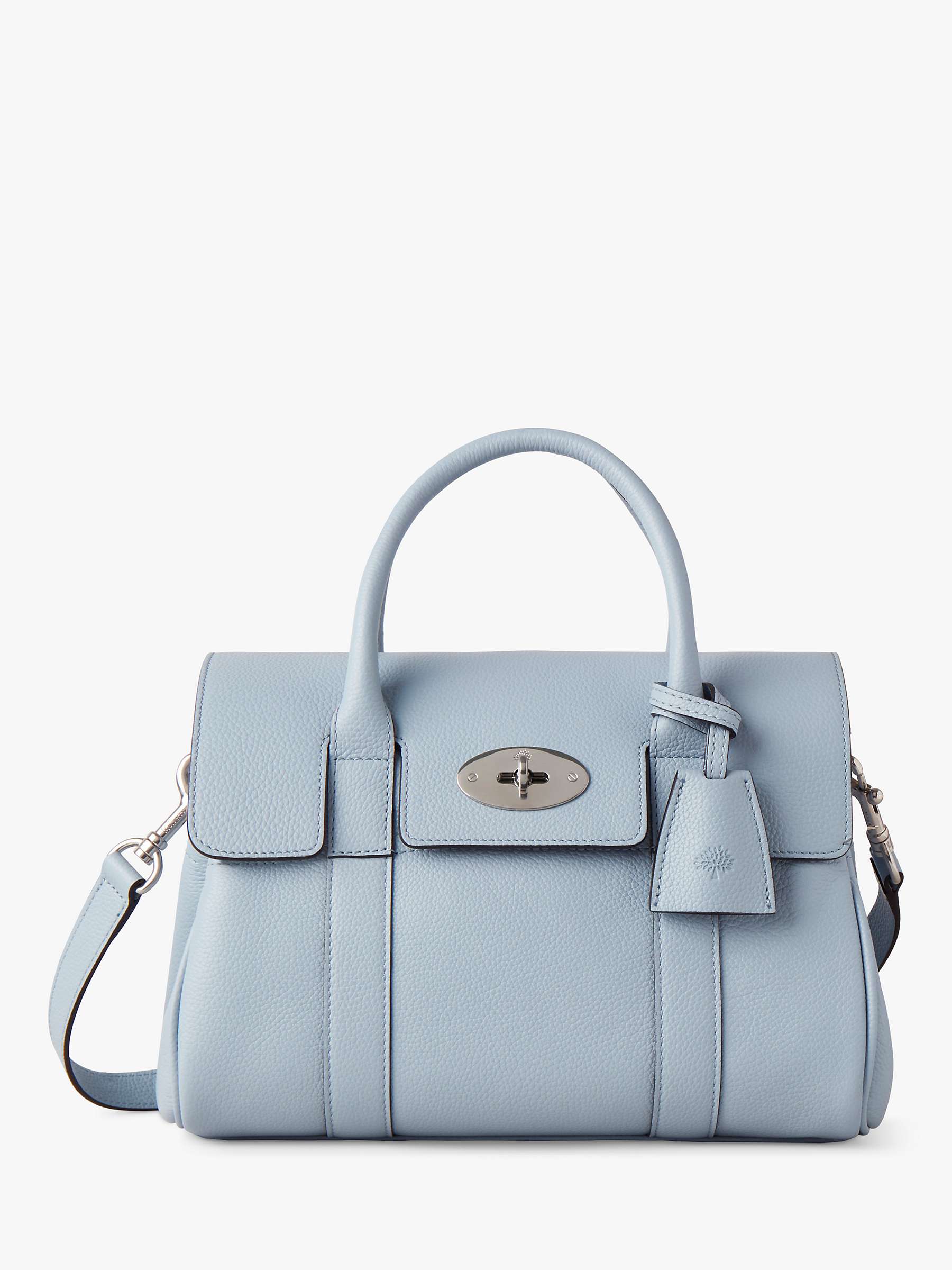 Buy Mulberry Bayswater Small Classic Grain Leather Satchel, Poplin Blue Online at johnlewis.com