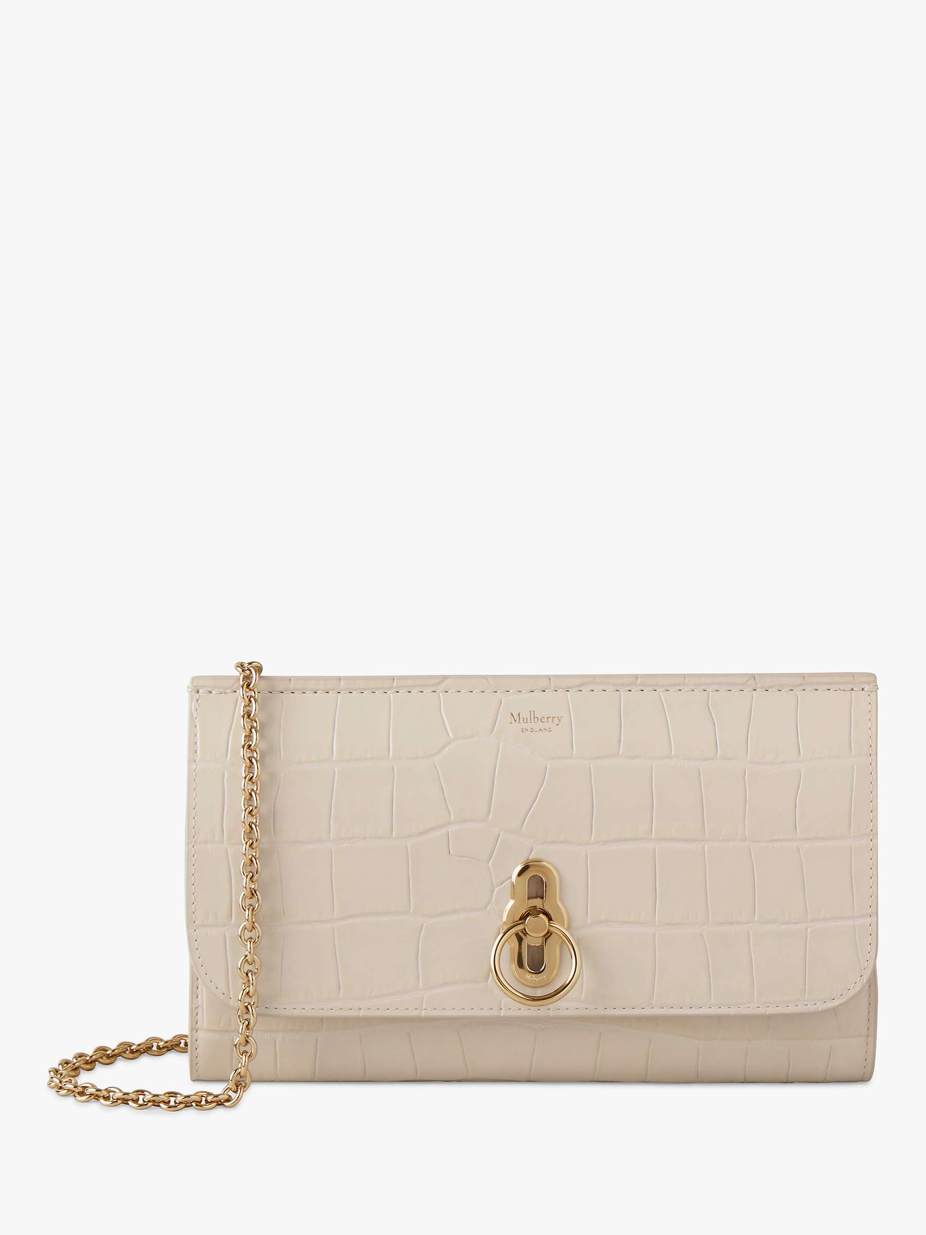 Buy Mulberry Amberley Shiny Croc Effect Leather Clutch Bag, Eggshell Online at johnlewis.com