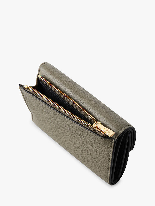 Mulberry Darley Small Classic Grain Leather Folded Multi-Card Wallet, Linen Green