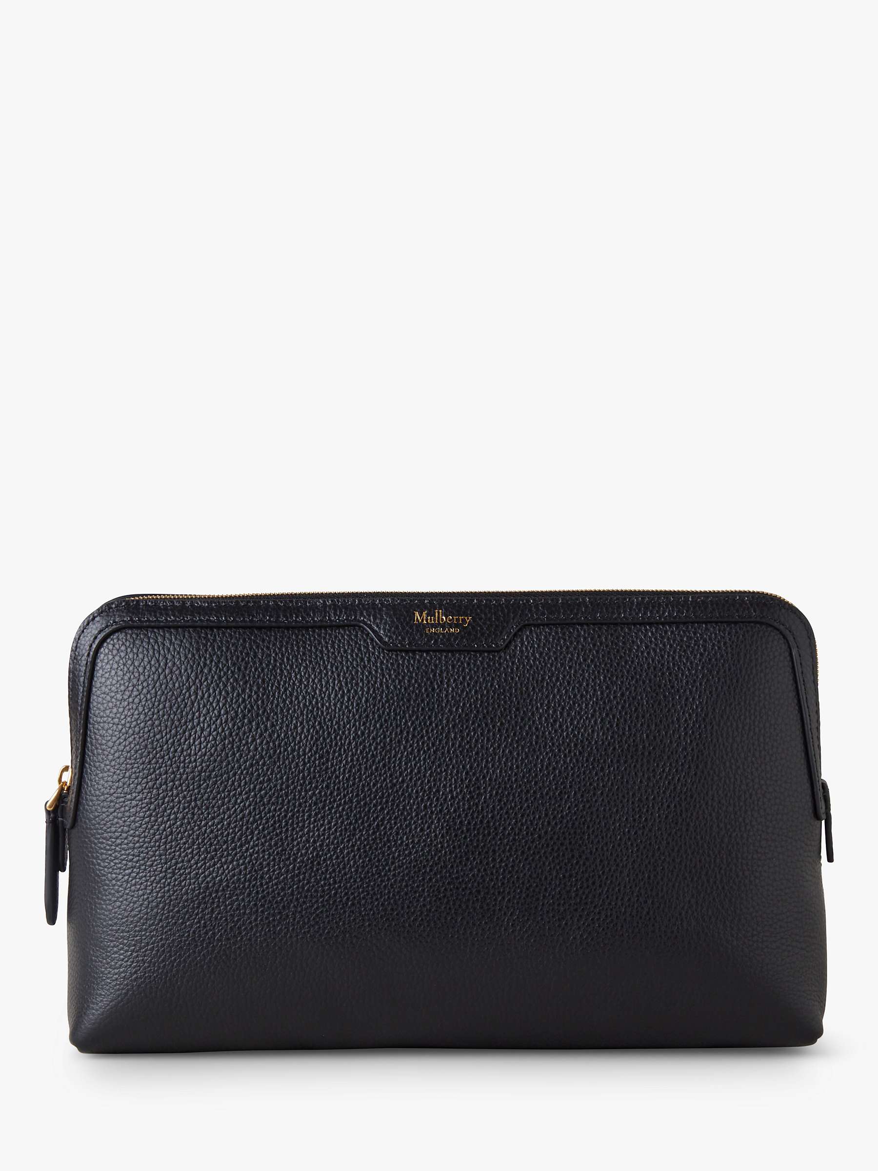 Buy Mulberry Classic Grain Leather Medium Cosmetic Pouch, Black Online at johnlewis.com