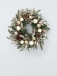 John Lewis Leaf and Bauble Wreath, Champagne, Dia.50cm