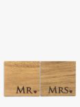 Selbrae House Mr & Mrs Square Oak Coasters, Set of 2, Natural