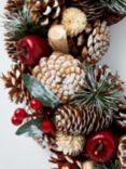 John Lewis Pinecone & Apple Christmas Wreath, White