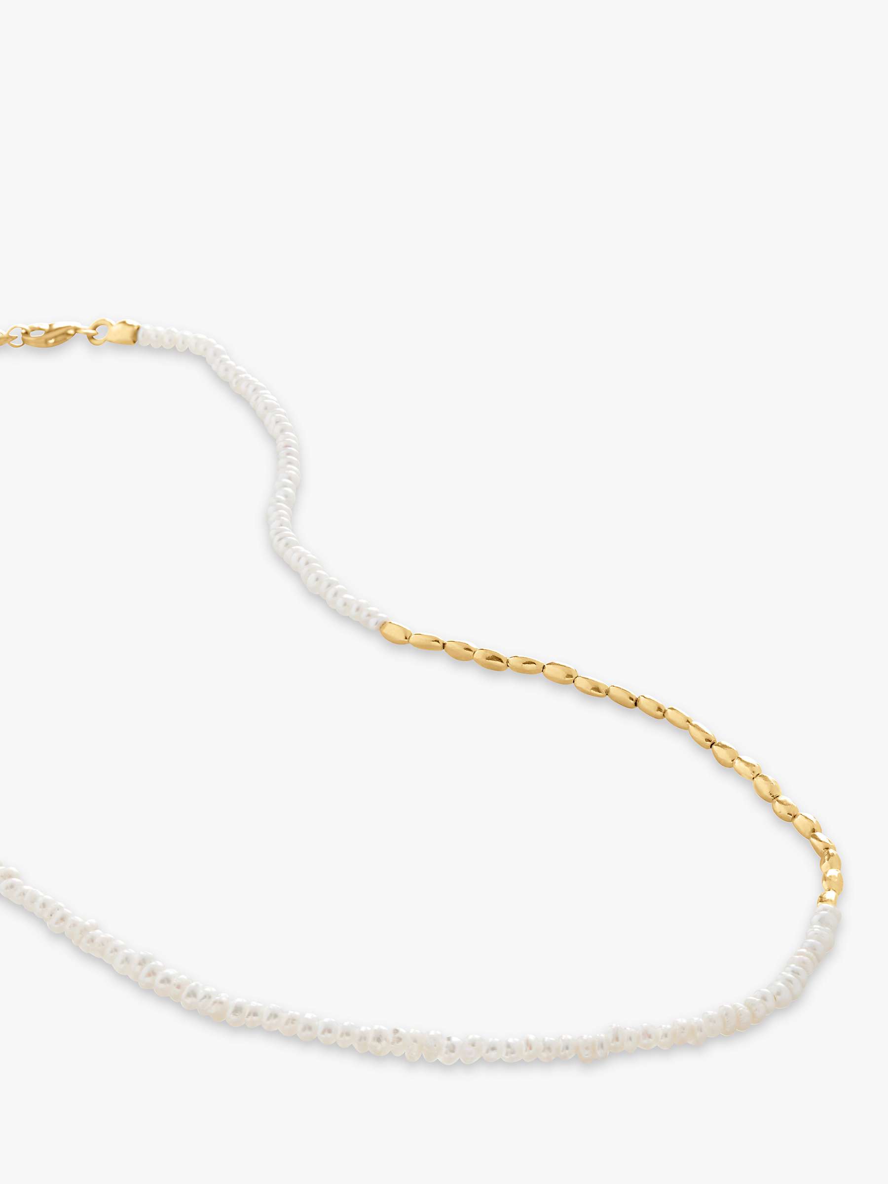 Buy Monica Vinader Mini Pearl Necklace, White/Gold Online at johnlewis.com