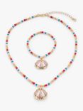 Stych Kids' Shell Locket Necklace & Bracelet Set, Multi