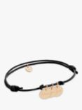 Merci Maman Personalised 3 Disc Charm Braided Bracelet, Navy/Gold