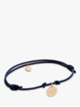 Merci Maman Personalised Disc Charm Braided Bracelet, Blue/Gold