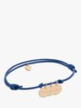 Merci Maman Personalised 3 Disc Charm Braided Bracelet, Blue/Gold