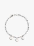 Merci Maman Personalised Dainty Love Links 3 Charm Bracelet, Silver