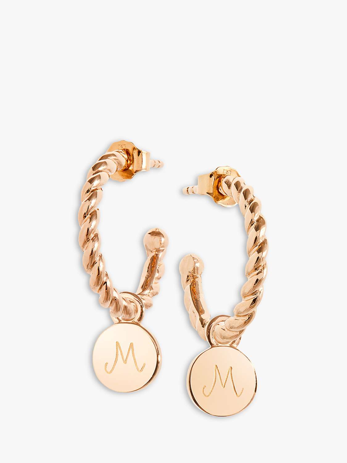 Buy Merci Maman Personalised Entwined Hoop Earrings, Gold Online at johnlewis.com