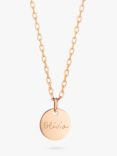 Merci Maman Personalised Name Disc Charm Necklace, Gold