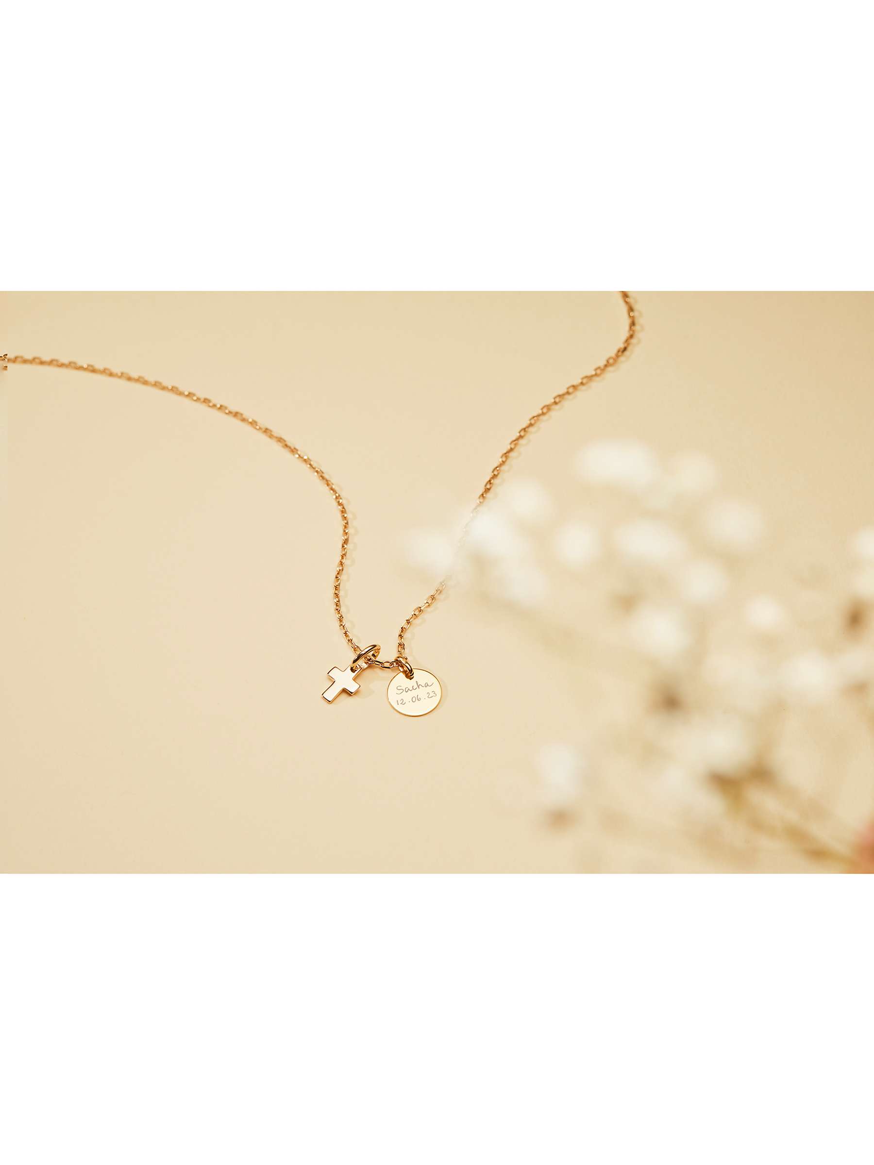 Buy Merci Maman Personalised Mini Cross Disc Pendant Necklace Online at johnlewis.com