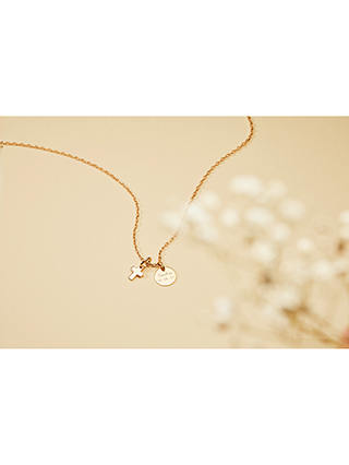 Merci Maman Personalised Mini Cross Disc Pendant Necklace, Gold