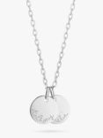 Merci Maman Personalised Name 2 Disc Charm Pendant Necklace, Silver