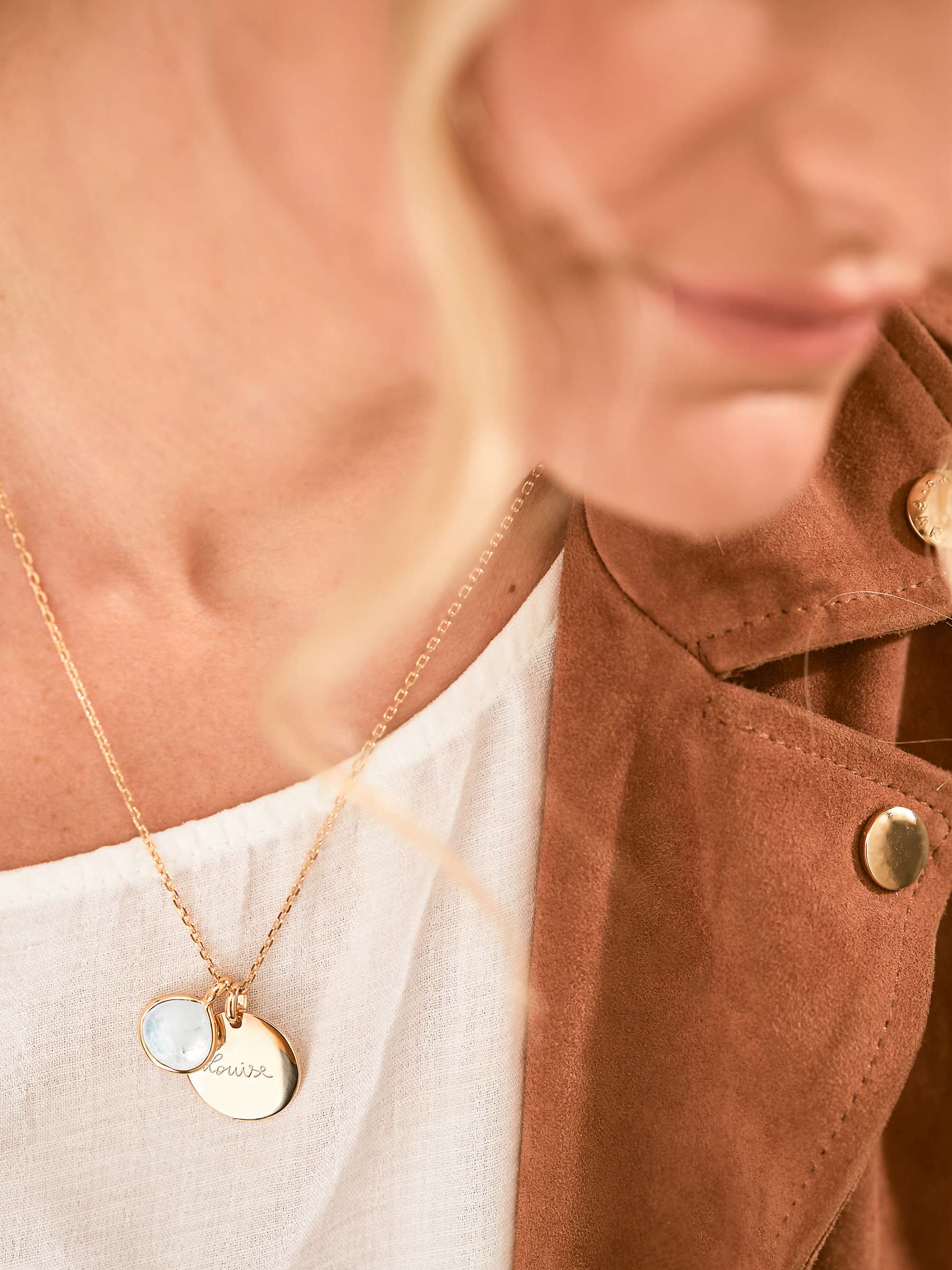 Buy Merci Maman Personalised Moonstone Gemstone Necklace, Gold Online at johnlewis.com