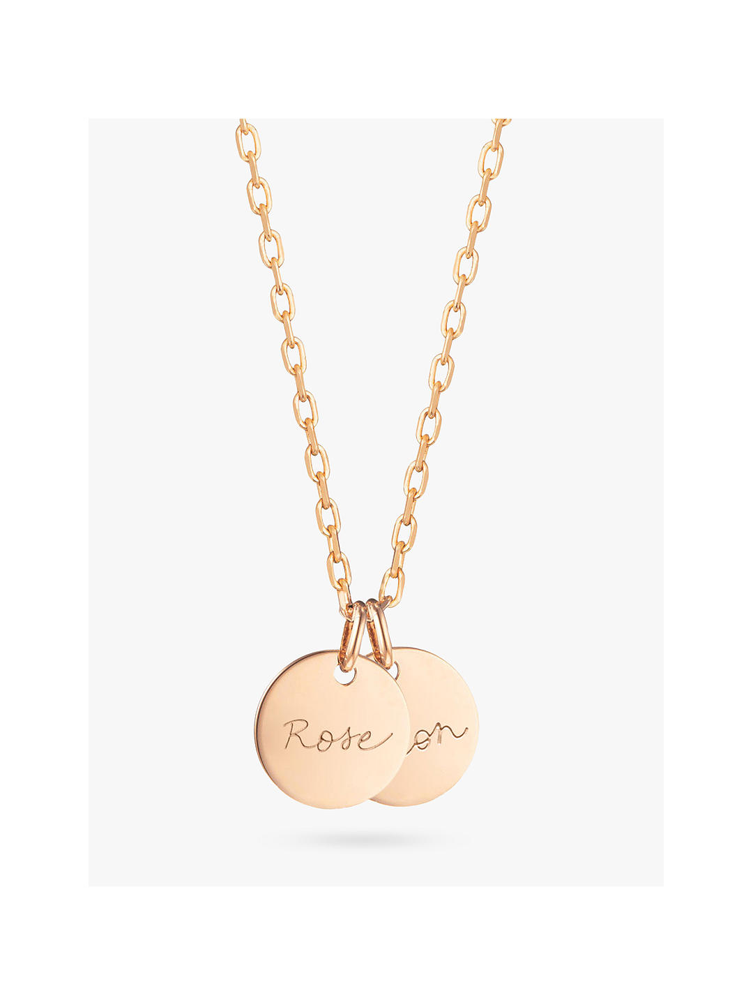 Merci Maman Personalised Name 2 Disc Charm Pendant Necklace, Gold