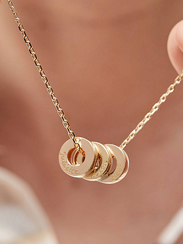 Merci Maman Personalised Unity Name Triple Pendant Necklace, Gold
