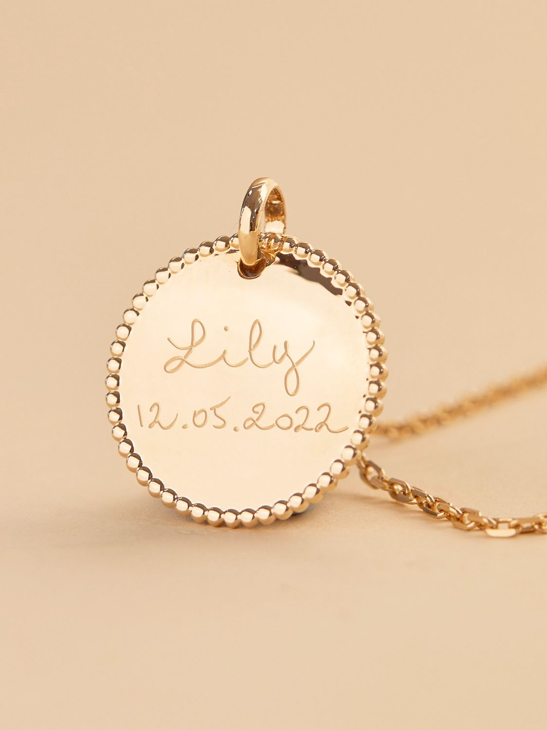 Buy Merci Maman Personalised Beaded Disc Necklace Online at johnlewis.com