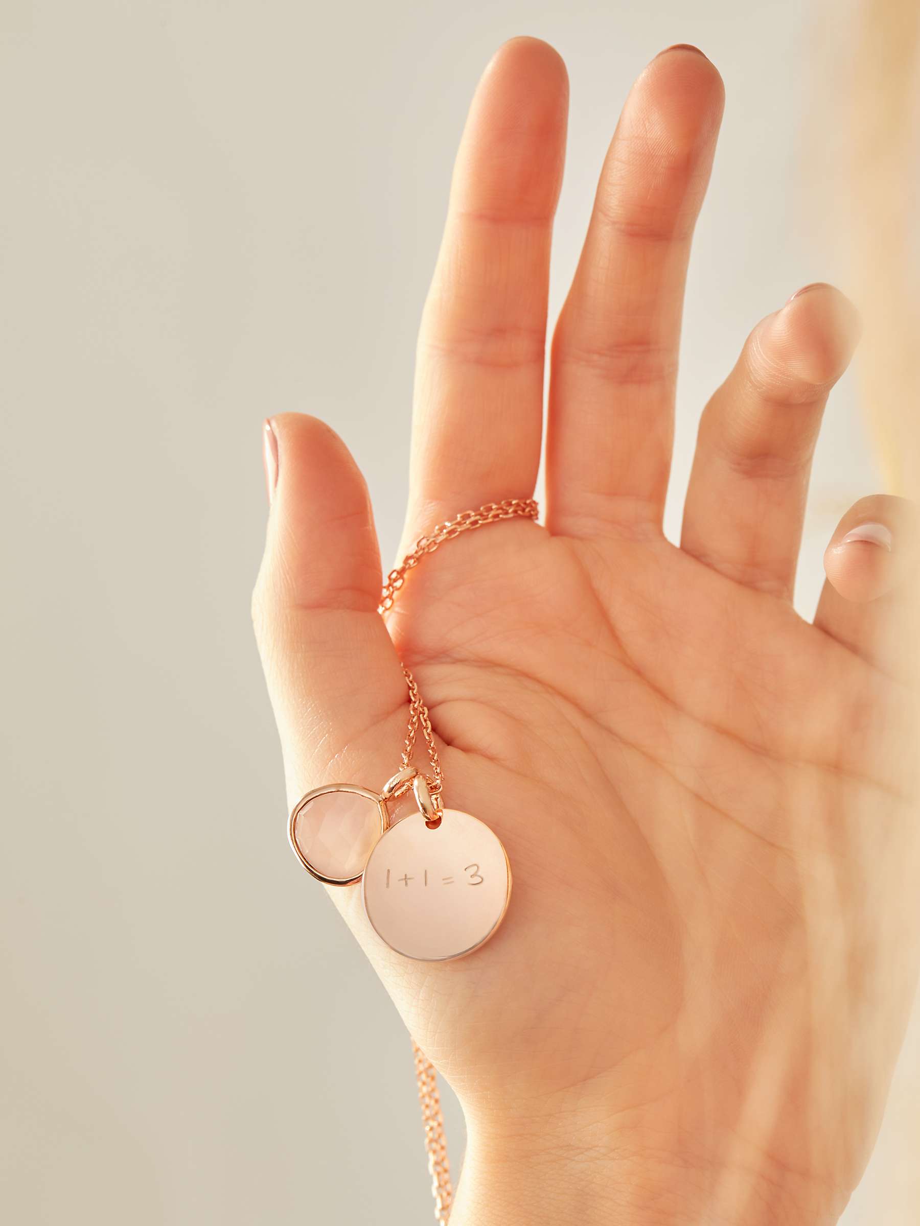 Buy Merci Maman Personalised Rose Chalcedony Gemstone Necklace Online at johnlewis.com
