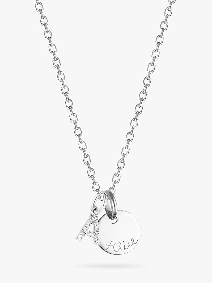 Buy Merci Maman Personalised Mini Crystal Alphabet Pendant Necklace, Silver Online at johnlewis.com