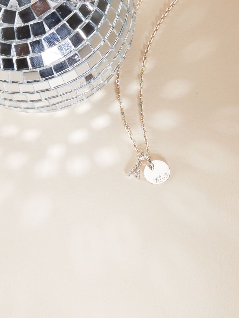 Buy Merci Maman Personalised Mini Crystal Alphabet Pendant Necklace, Silver Online at johnlewis.com