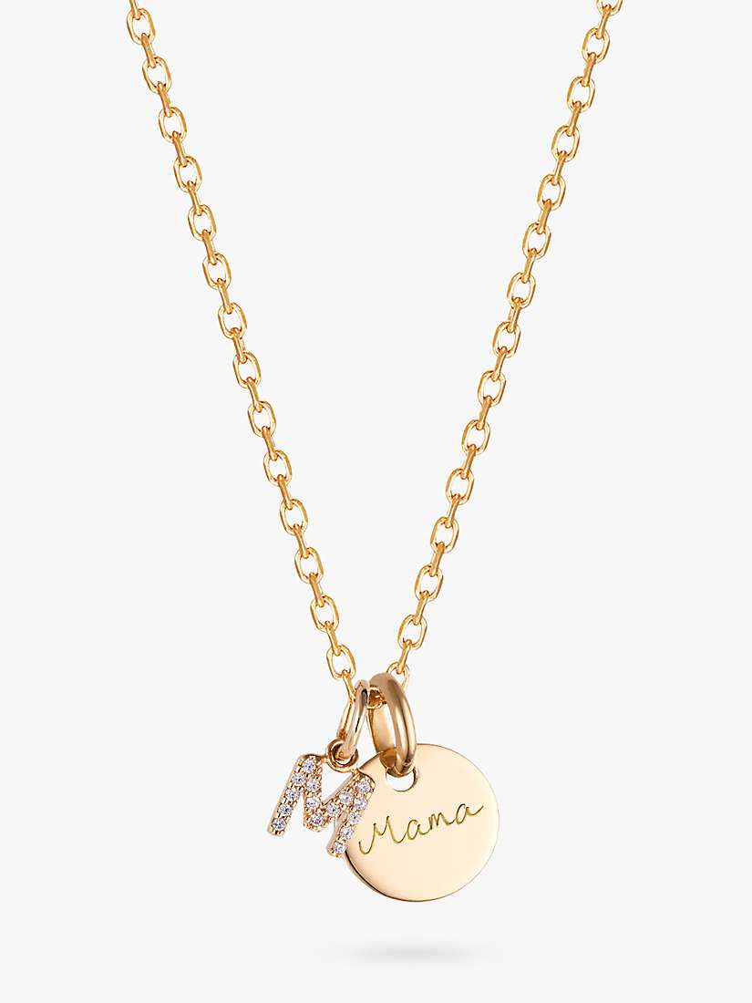 Buy Merci Maman Personalised Mini Crystal Alphabet Pendant Necklace, Gold Online at johnlewis.com
