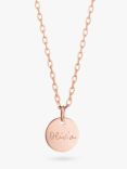 Merci Maman Personalised Name Disc Charm Necklace, Rose Gold