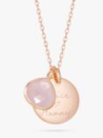 Merci Maman Personalised Rose Chalcedony Gemstone Necklace, Rose Gold