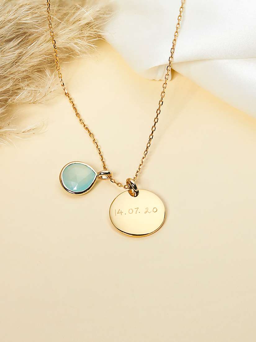 Buy Merci Maman Personalised Aqua Chalcedony Gemstone Necklace Online at johnlewis.com