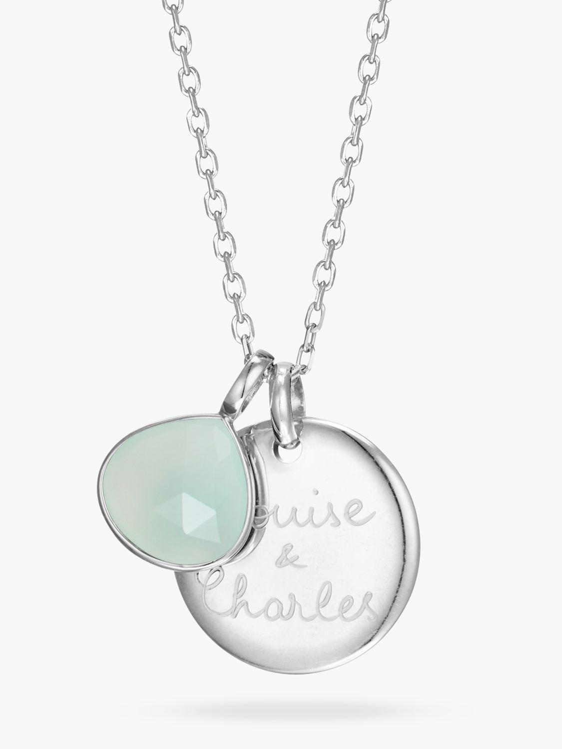 Merci Maman Personalised Aqua Chalcedony Gemstone Necklace