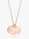 Merci Maman Personalised Name 3 Disc Charm Pendant Necklace, Rose Gold