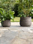 Nkuku Zadie Ceramic Indoor/Outdoor Planter, Set of 2, Grey